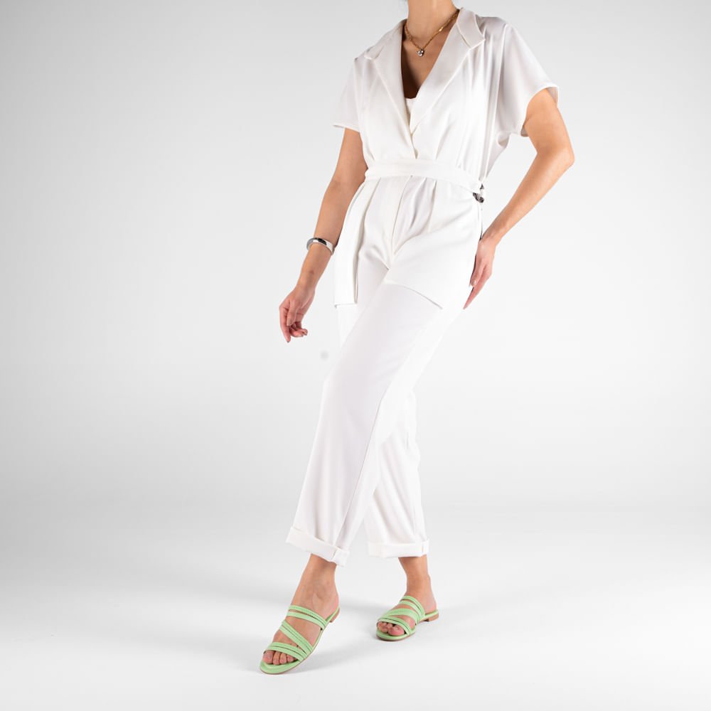 Rasteira Bico Redondo Couro Verde Tiras Trançadas Verde 4