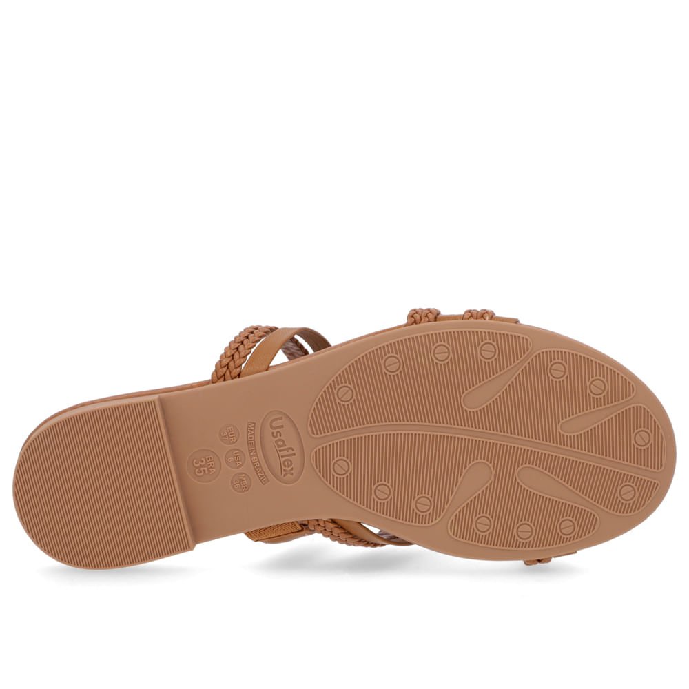 Rasteira Bico Redondo Couro Marrom Tiras Trançadas Marrom 5