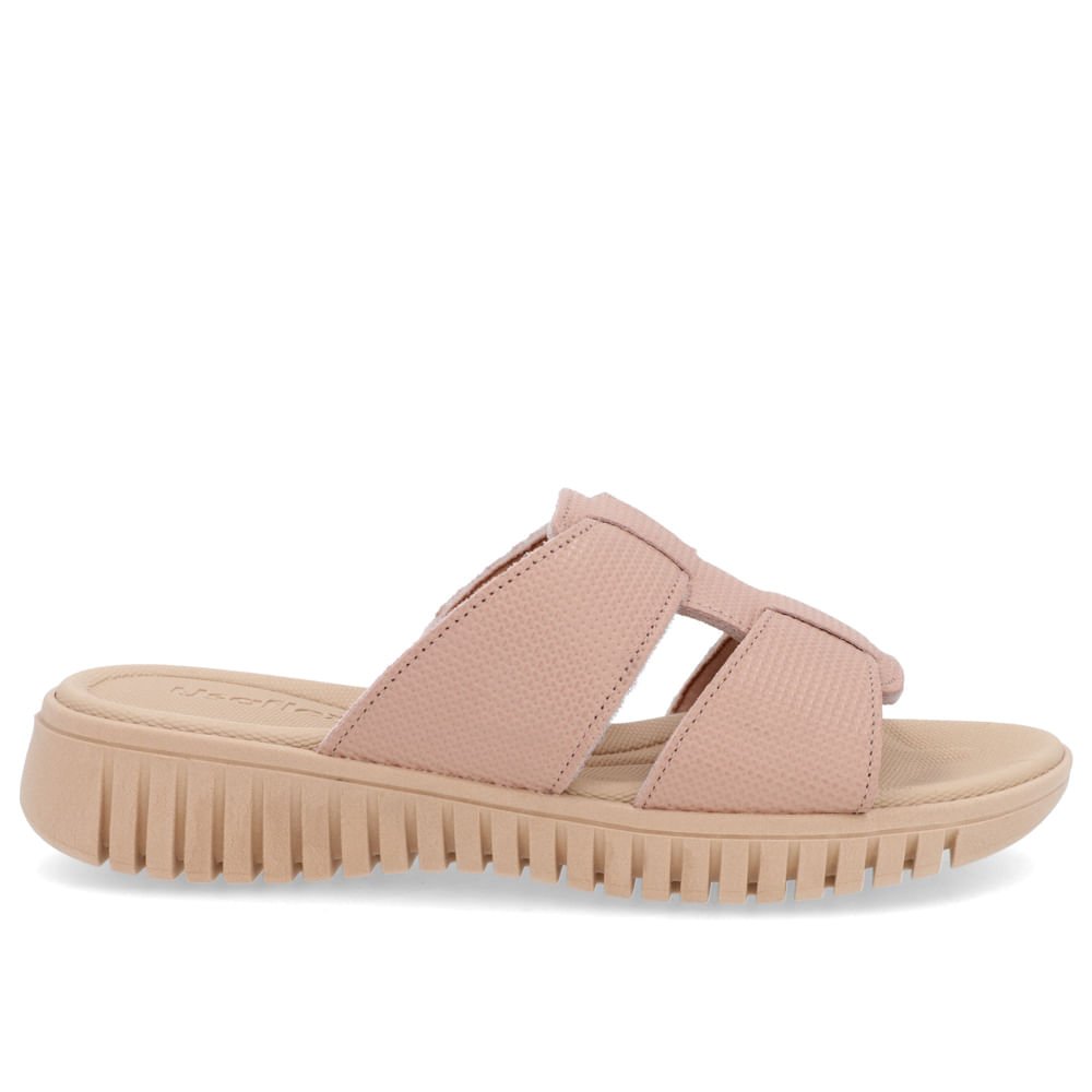 Tamanco Plataforma Couro Rosa Bico Redondo