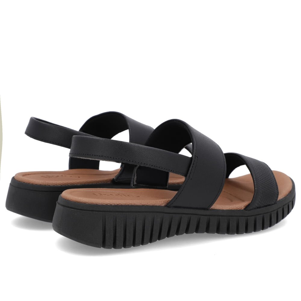 Sandália Plataforma Couro Preta Preto 3