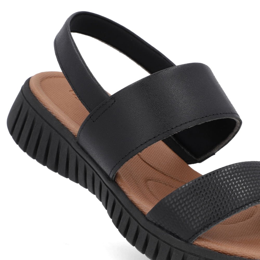 Sandália Plataforma Couro Preta Preto 4