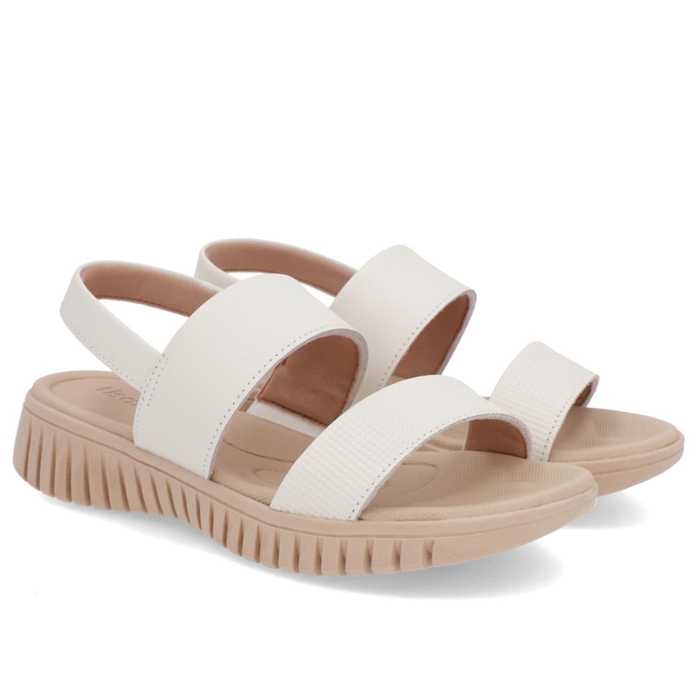 Sandália Plataforma Couro Branca Branco 2