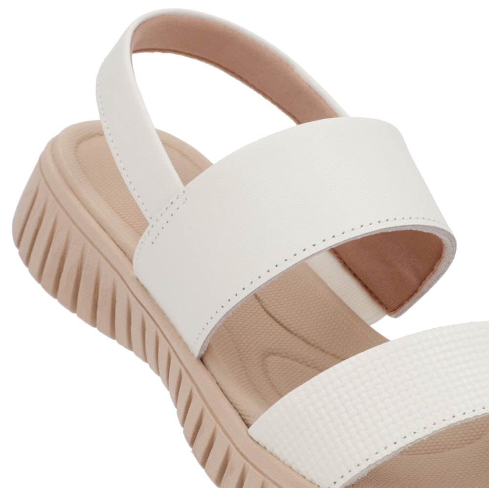 Sandália Plataforma Couro Branca Branco 4