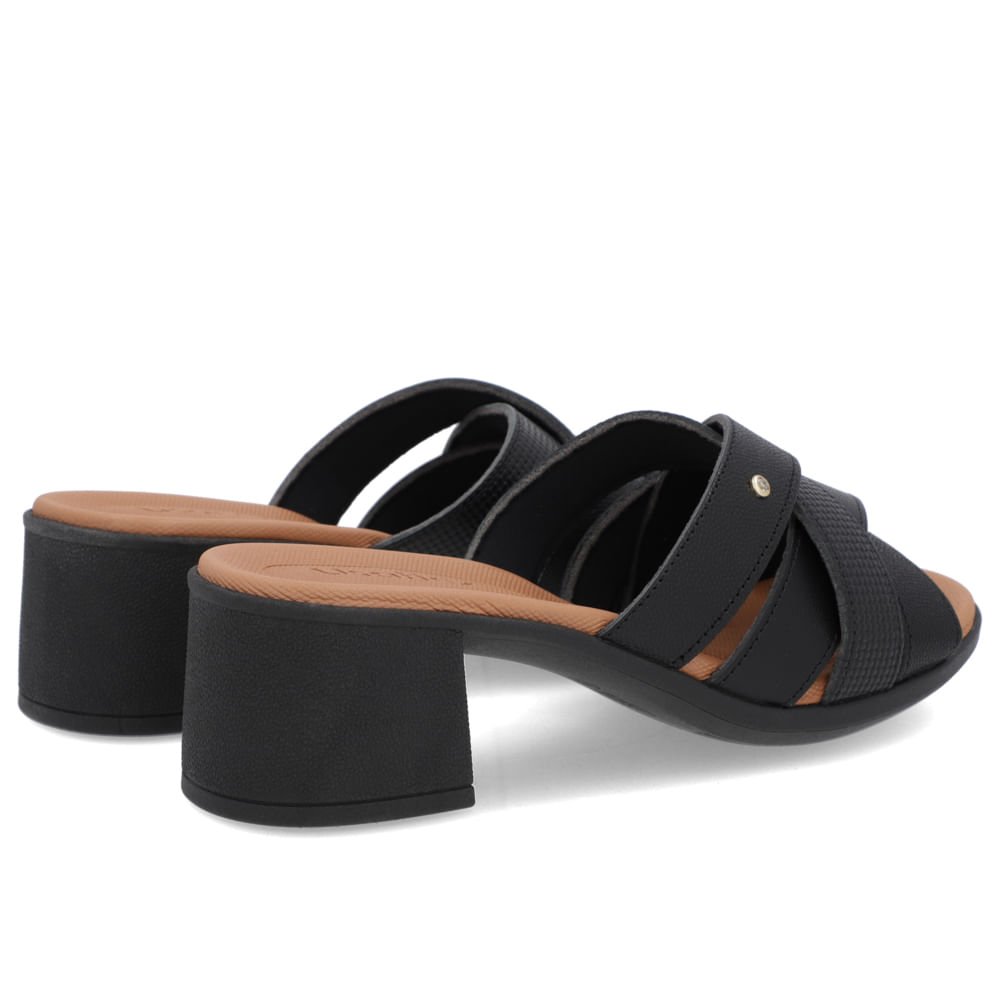 Tamanco Salto Bloco Couro Preto Tiras Preto 3