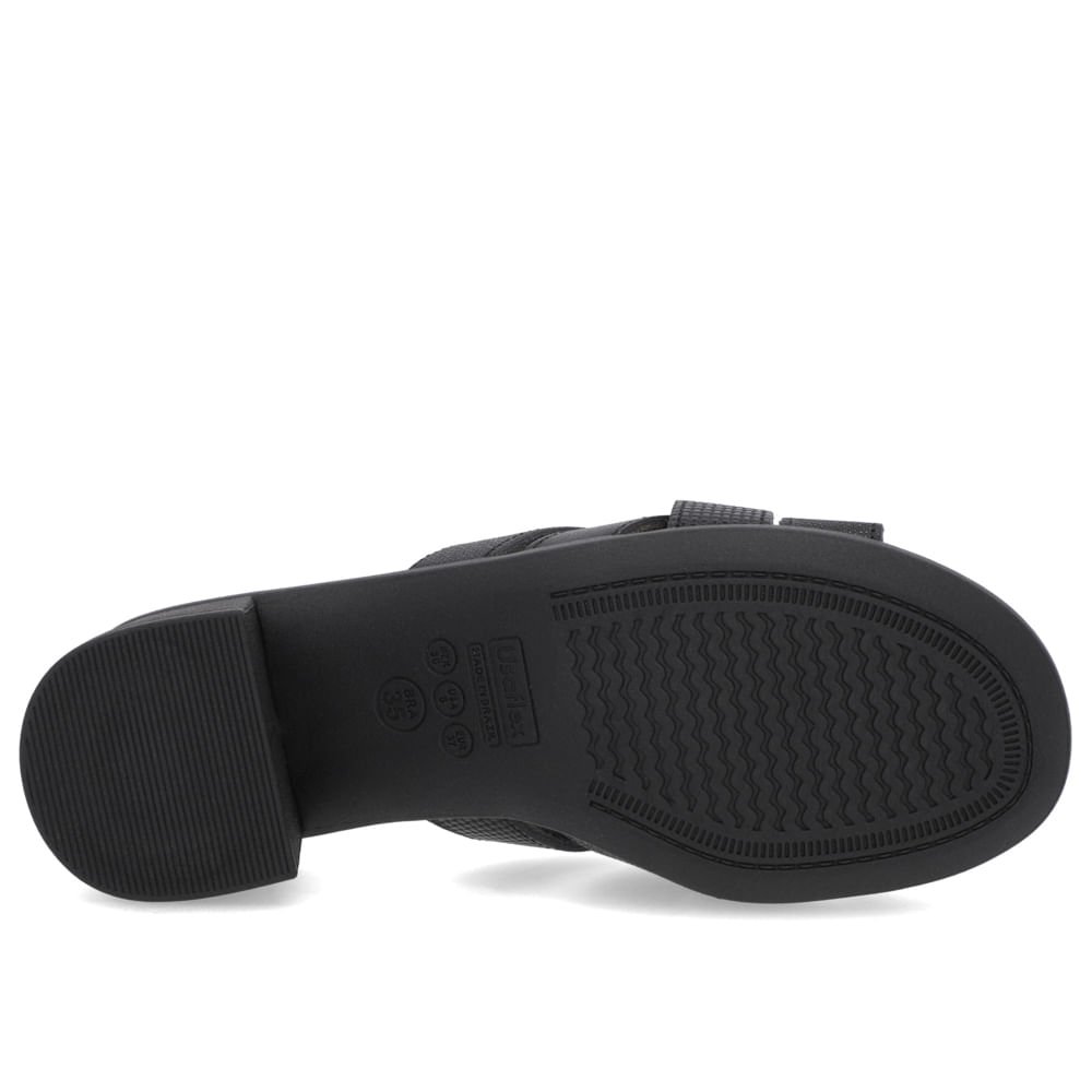 Tamanco Salto Bloco Couro Preto Tiras Preto 5