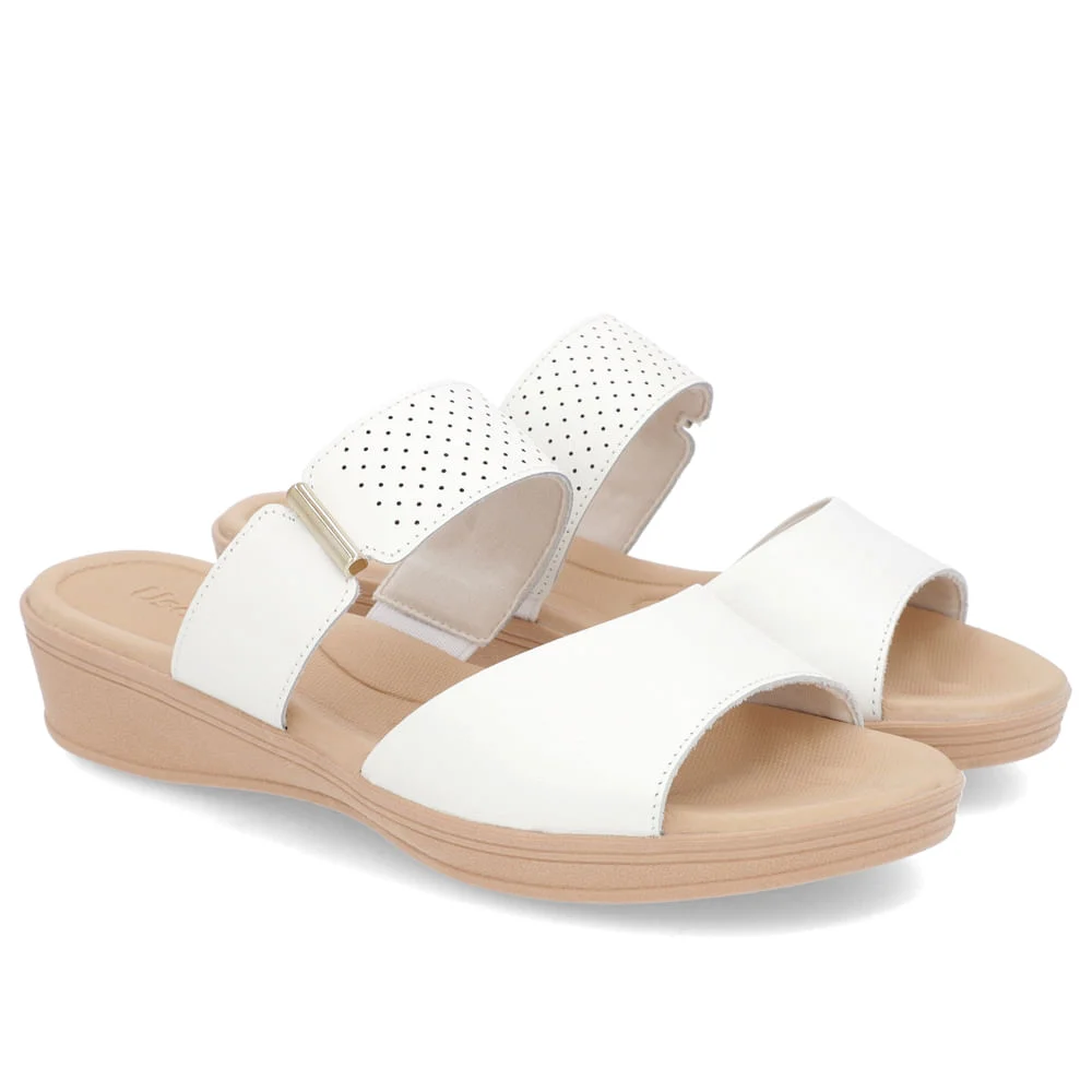 Tamanco Plataforma Couro Branco Tira Enfeite Branco 2