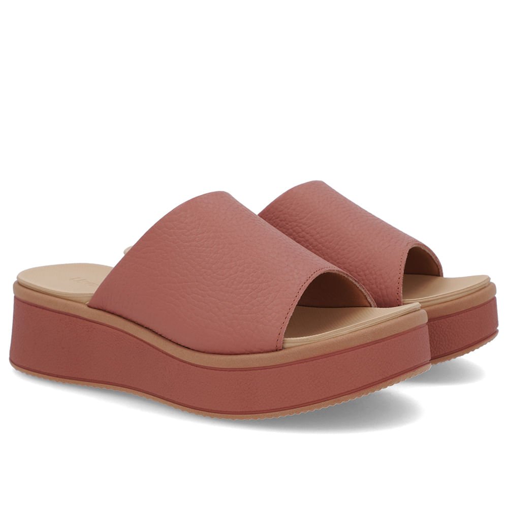 Tamanco Flatform Couro Rosa Marrom 2