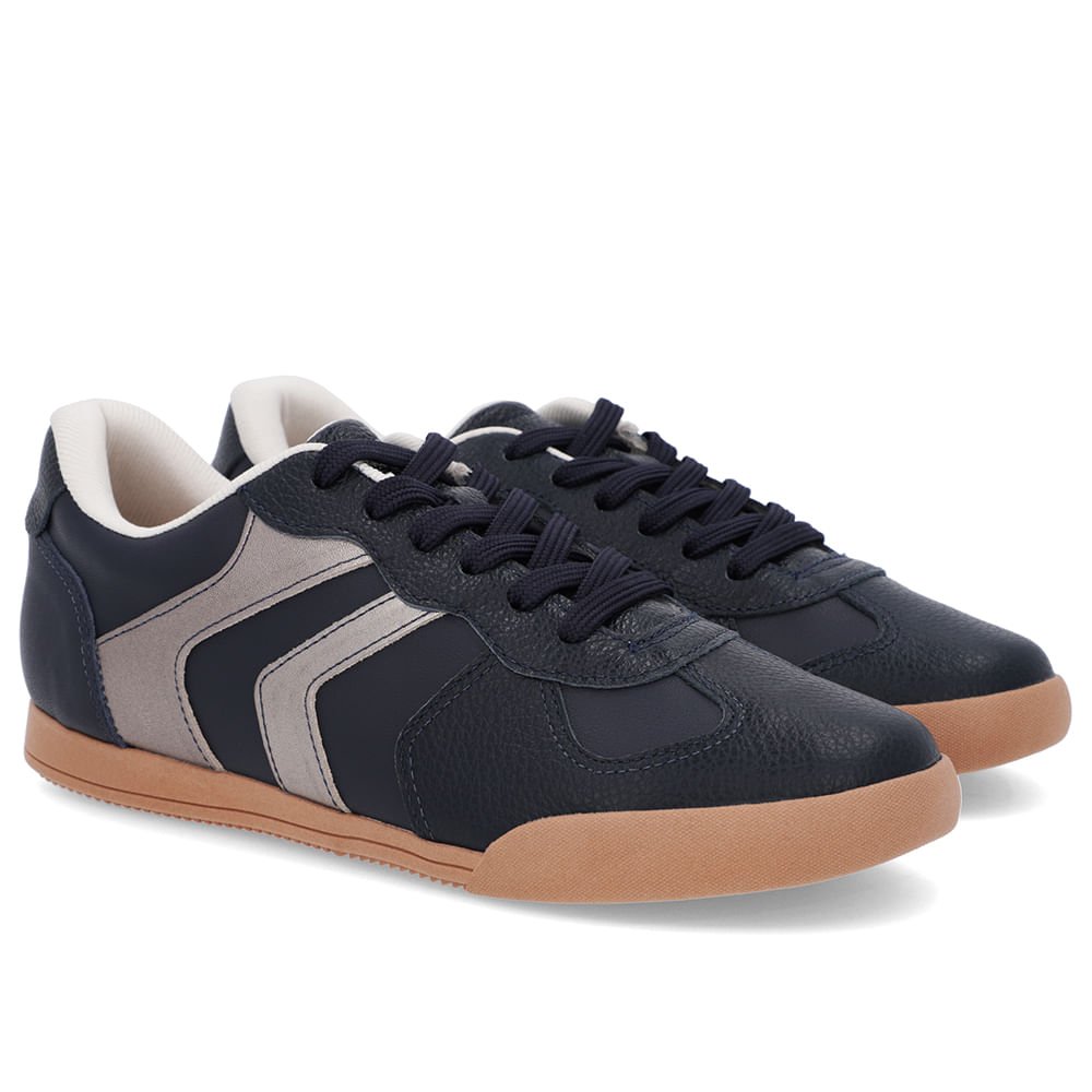 Tênis Retrô Azul Couro Preto 2