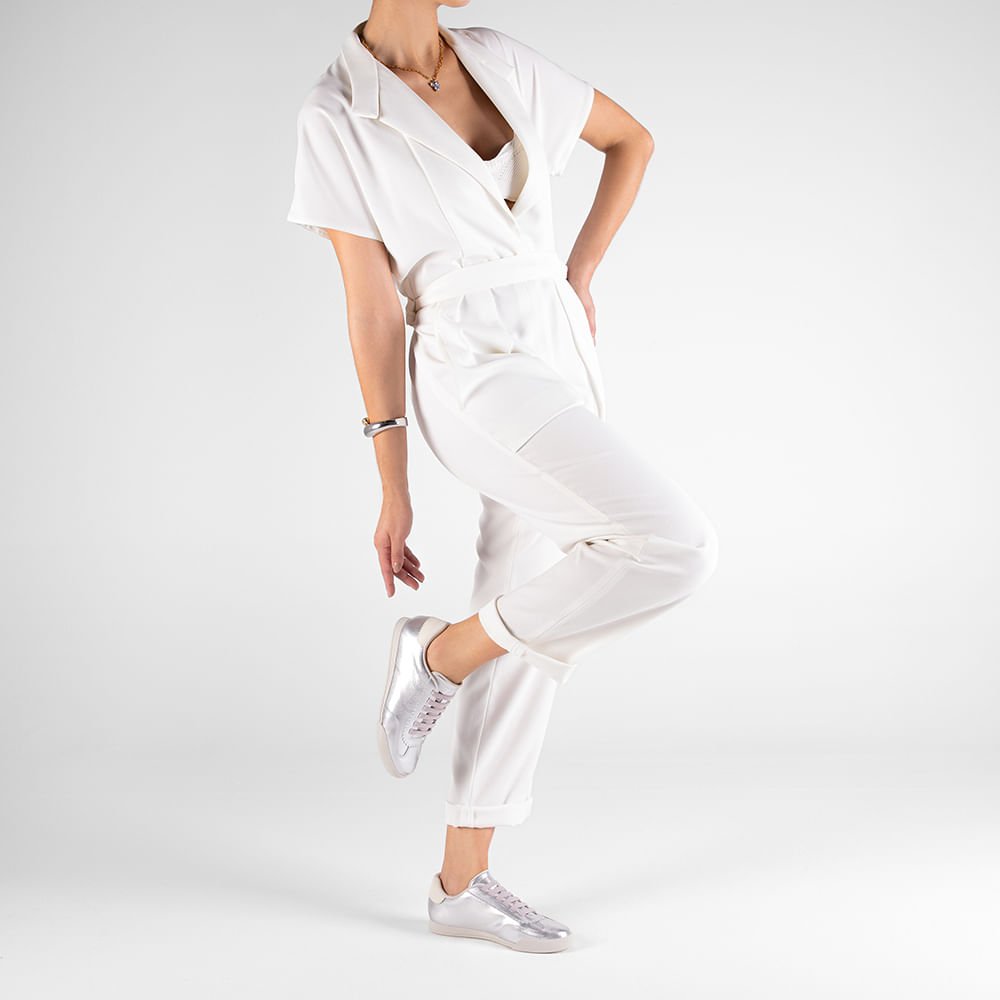 Tênis Prata Couro Prata 4