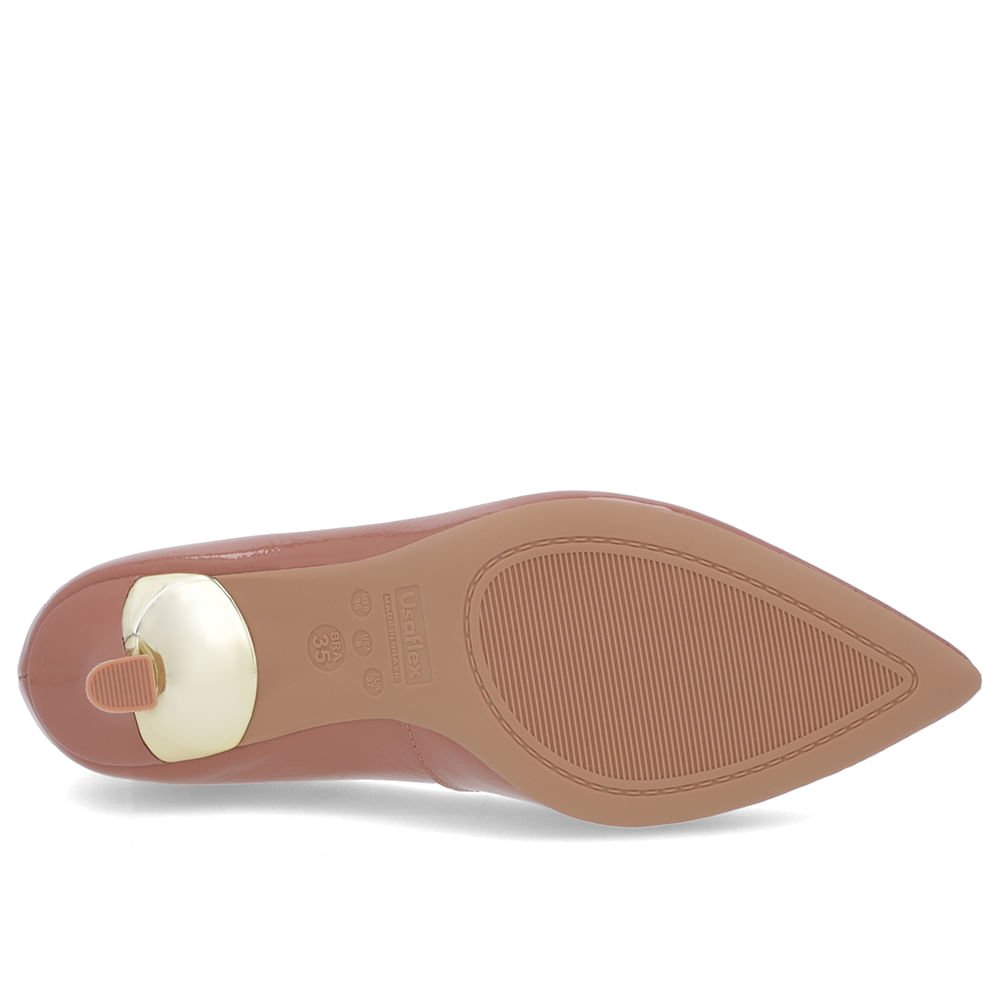 Scarpin Bico Fino Verniz Rosa Detalhe Salto Marrom 5
