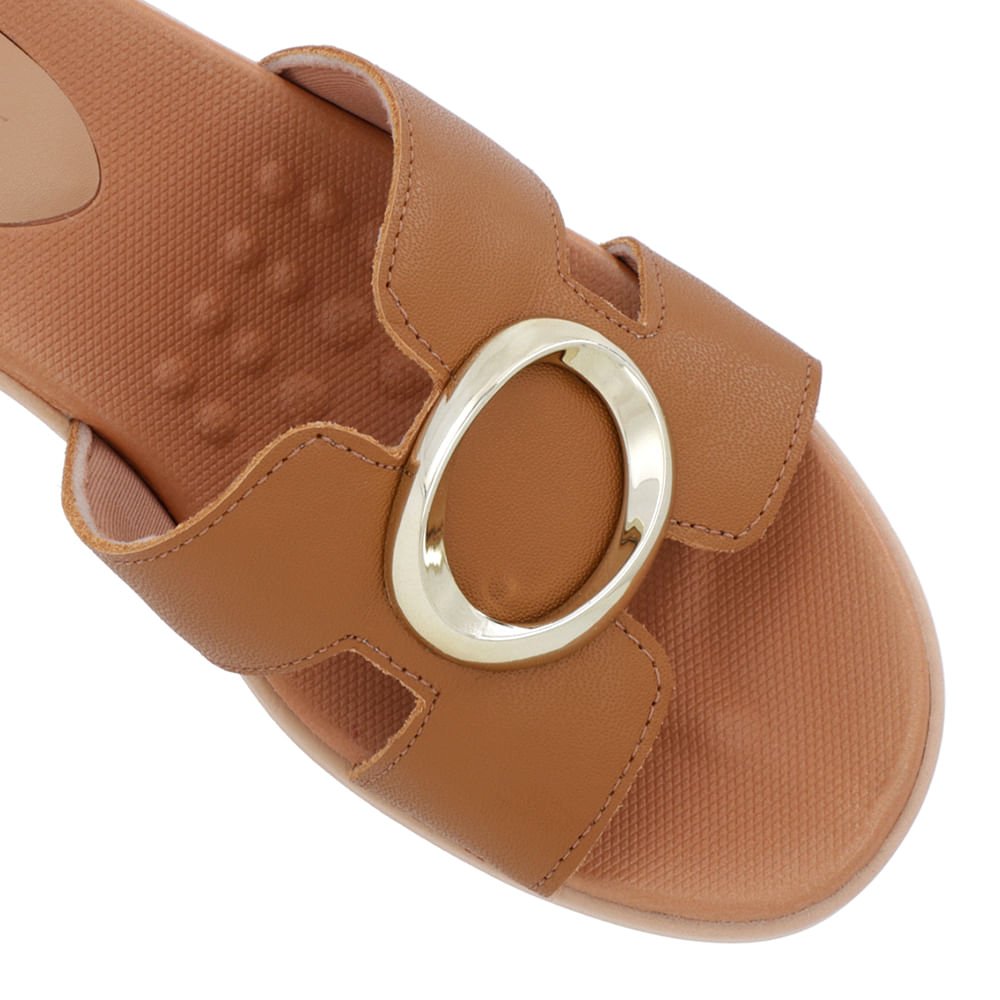 Tamanco Salto Médio Couro Marrom Enfeite Marrom 4