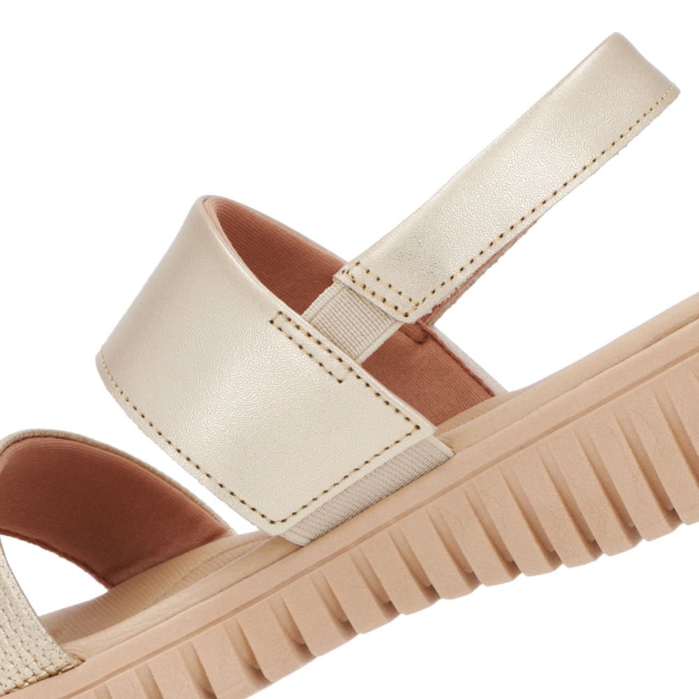 Sandália Plataforma Couro Dourada Dourado 4