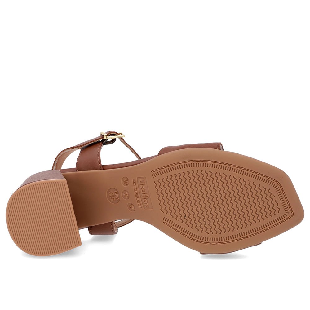 Sandália Detalhe Salto Couro Marrom Enfeite Marrom 5