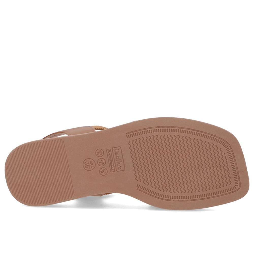 Sandália Salto Baixo Couro Marrom Marrom