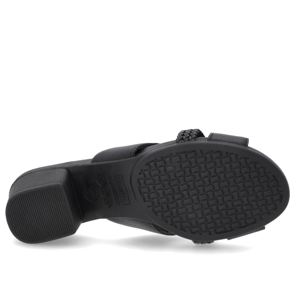 Tamanco Bloco Couro Preto Tira Trançada Preto 5