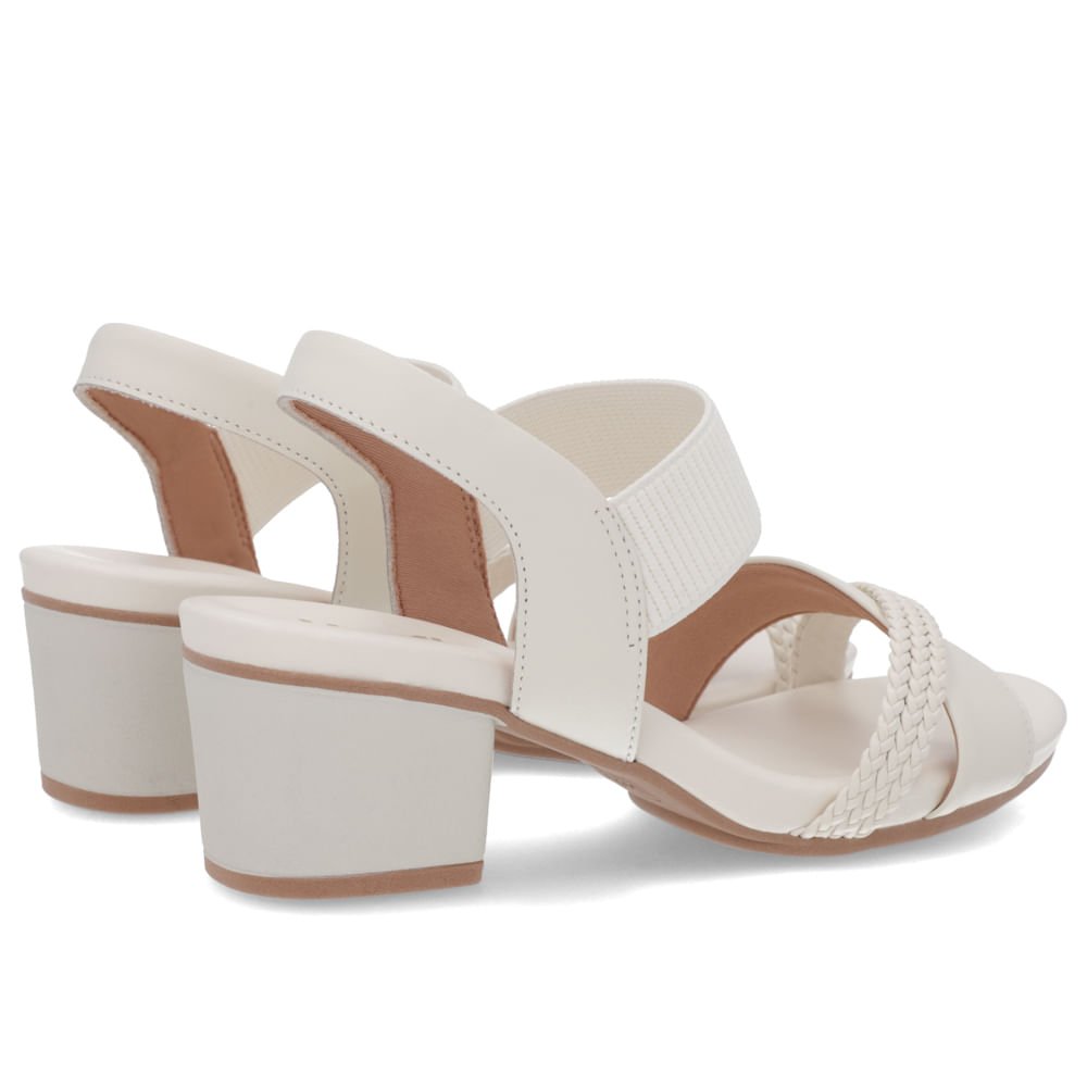 Sandália Bico Redondo Couro Branca Tira Trançada Branco 3