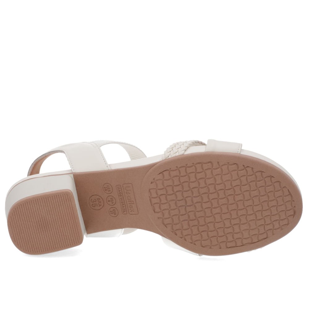 Sandália Bico Redondo Couro Branca Tira Trançada Branco 5