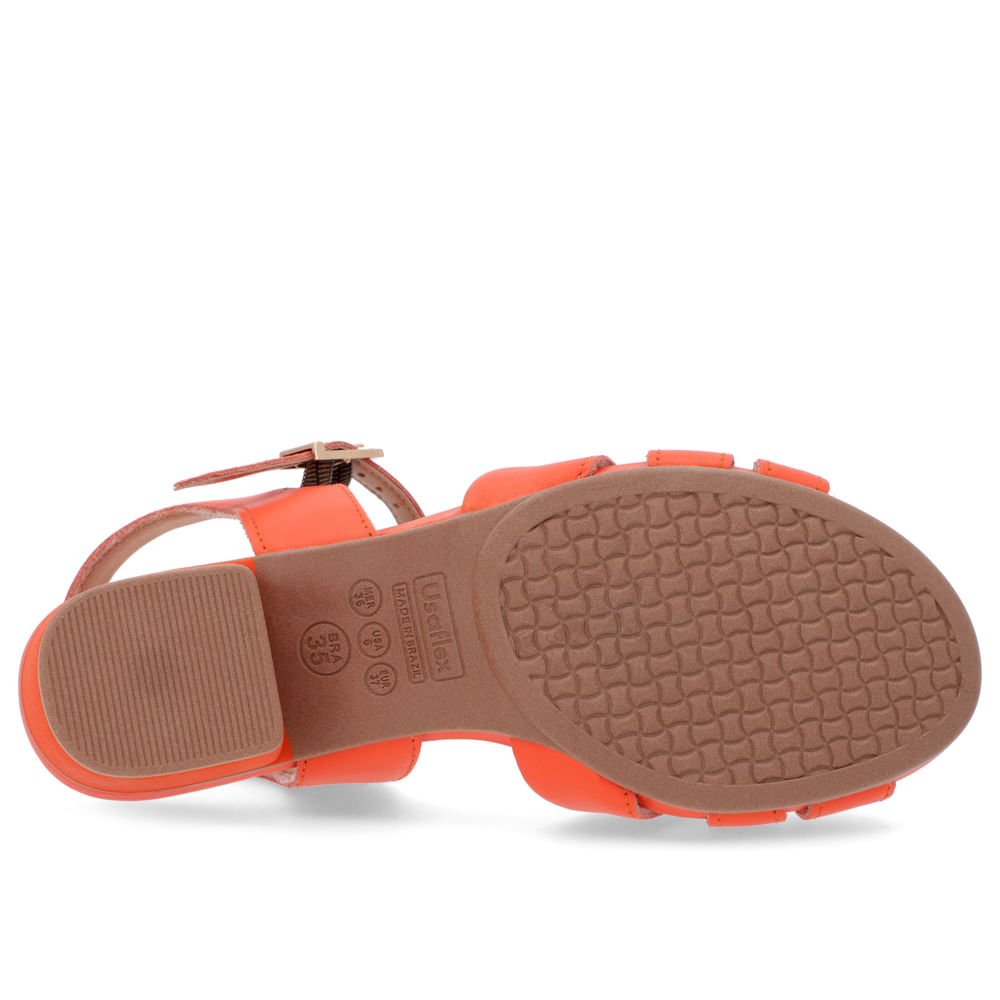 Sandália Salto Bloco Couro Laranja Laranja 5