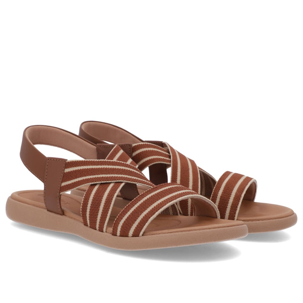 Sandália Salto Rasteiro Elástico Marrom Marrom 2