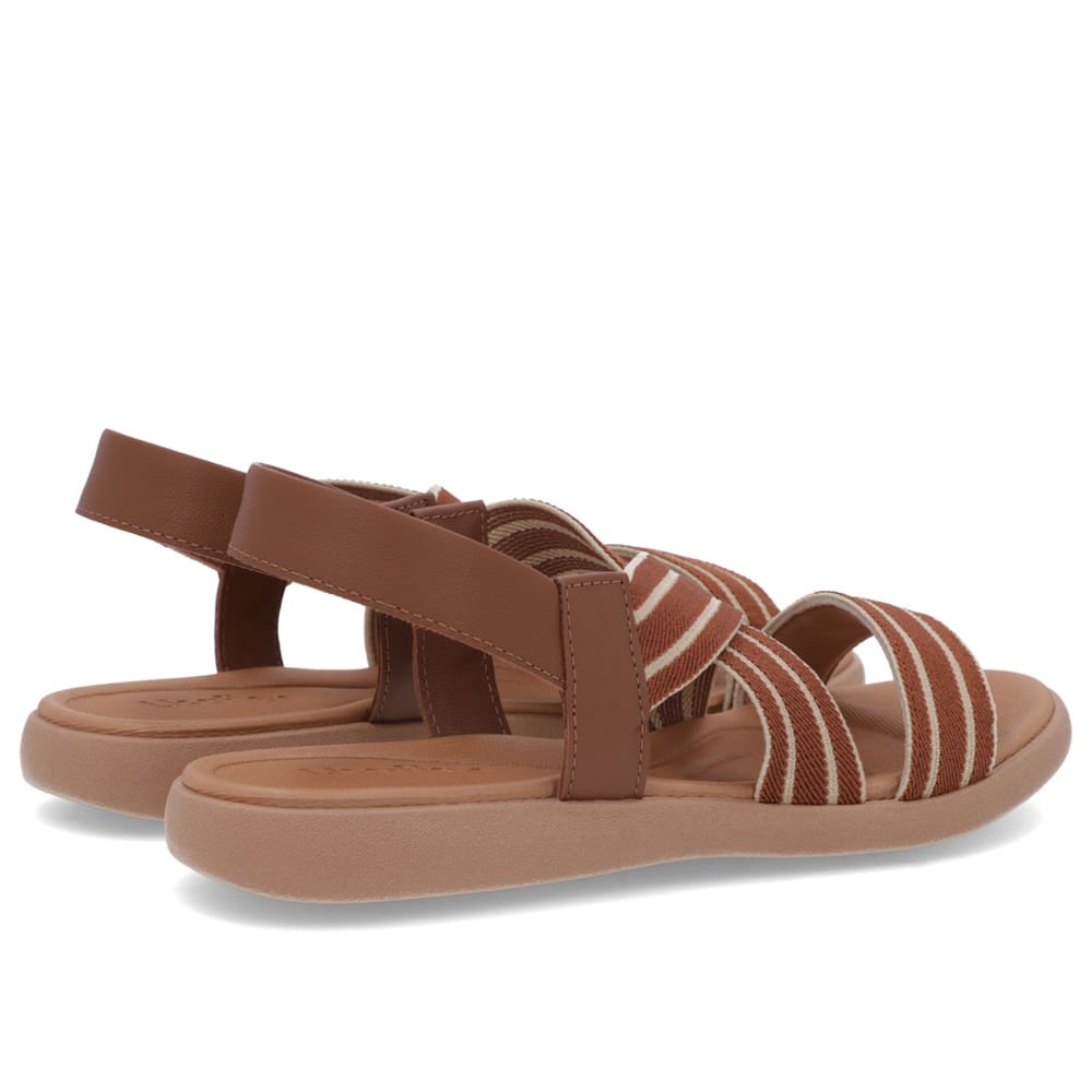 Sandália Salto Rasteiro Elástico Marrom Marrom 3