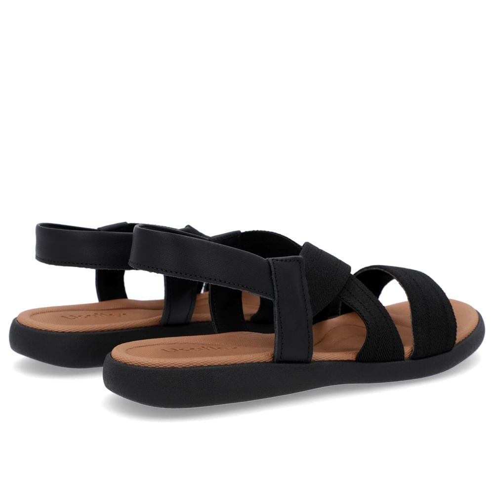 Sandália Salto Rasteiro Elástico Preta Preto 3