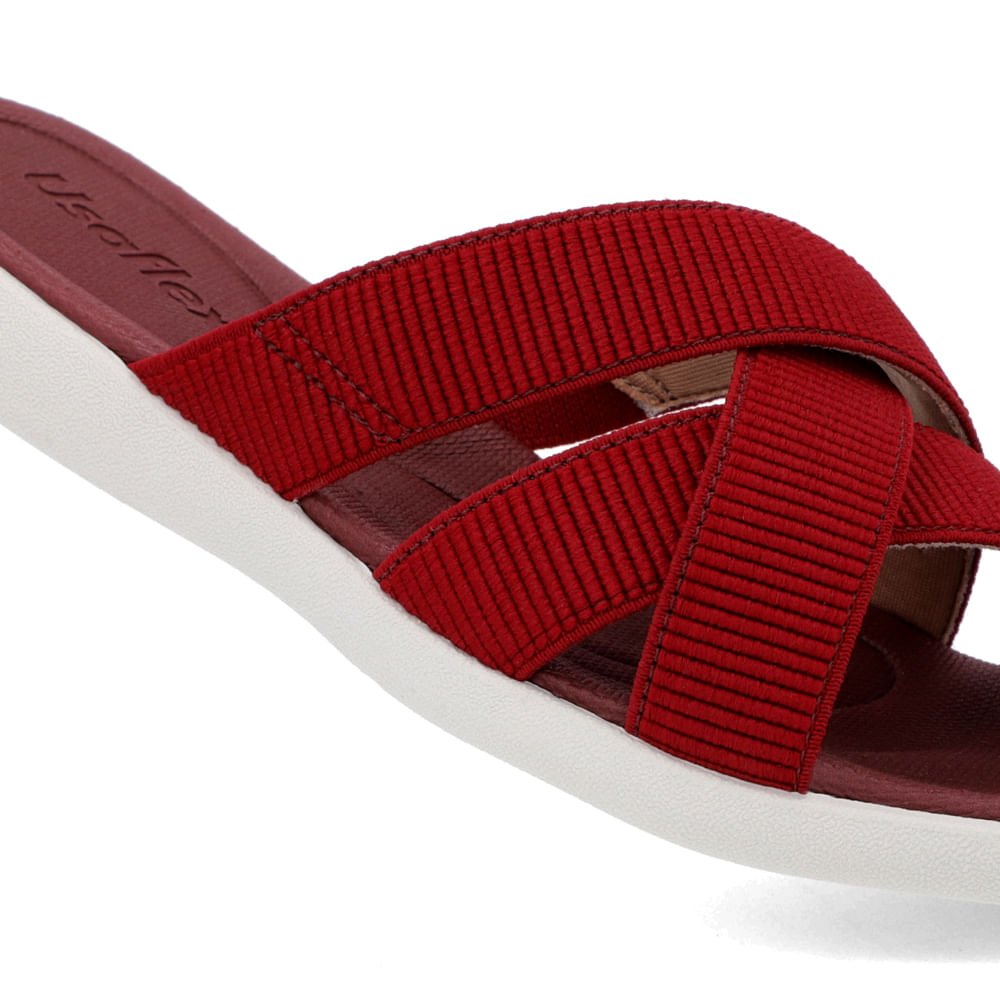 Tamanco Salto Rasteiro Elástico Vermelho Vermelho 4