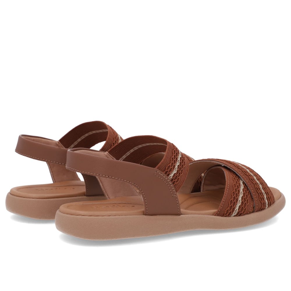 Sandália Salto Rasteiro Elástico Marrom Detalhes Marrom 3