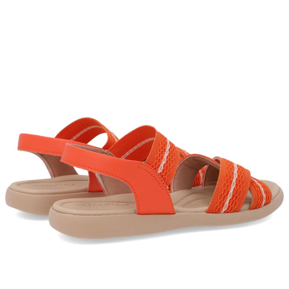 Sandália Salto Rasteiro Elástico Laranja Detalhes Laranja 3