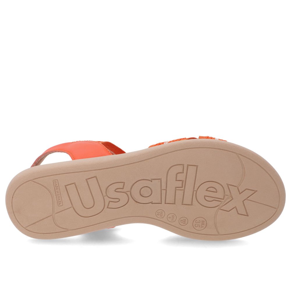 Sandália Salto Rasteiro Elástico Laranja Detalhes Laranja 5