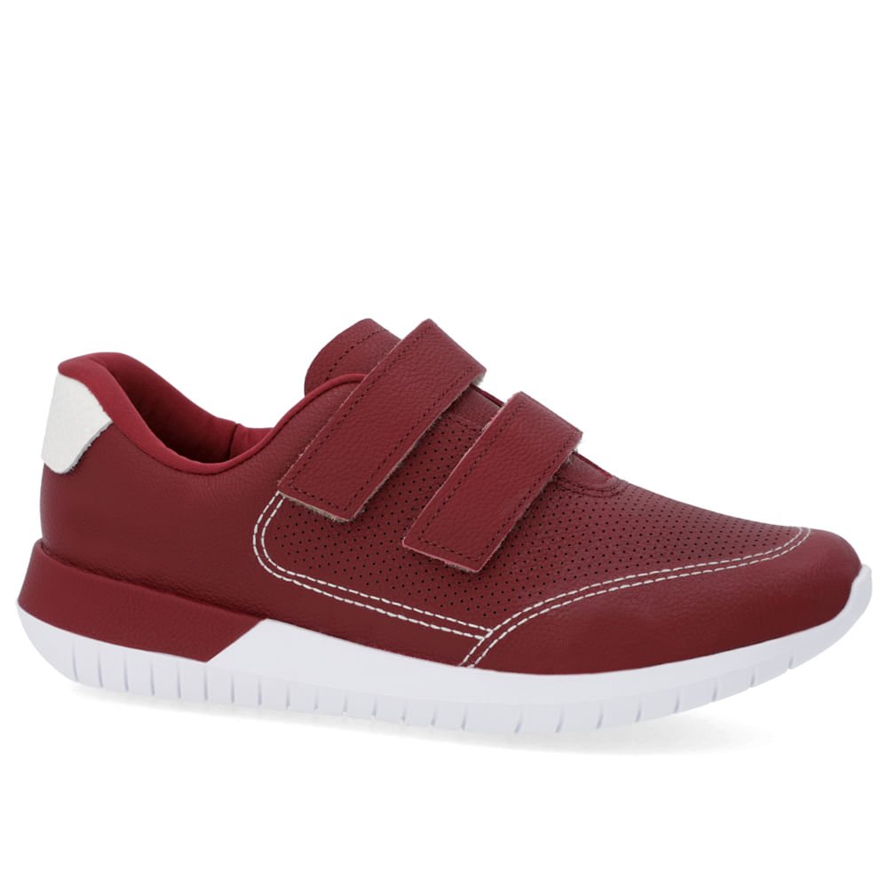 Tênis Fecho-Flex Vermelho Couro