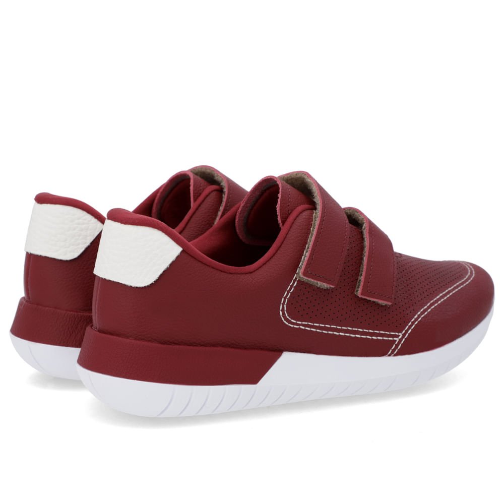Tênis Fecho-Flex Vermelho Couro Bordô 3