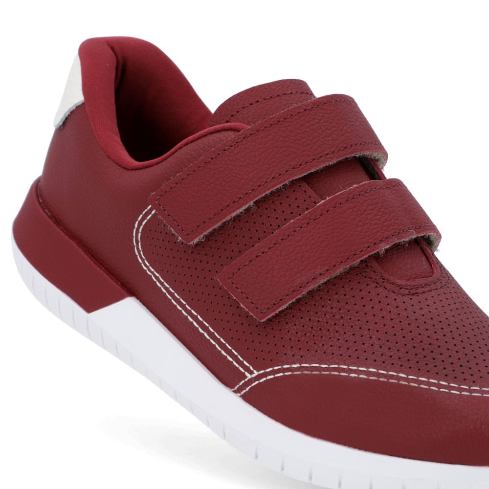 Tênis Fecho-Flex Vermelho Couro Bordô 4
