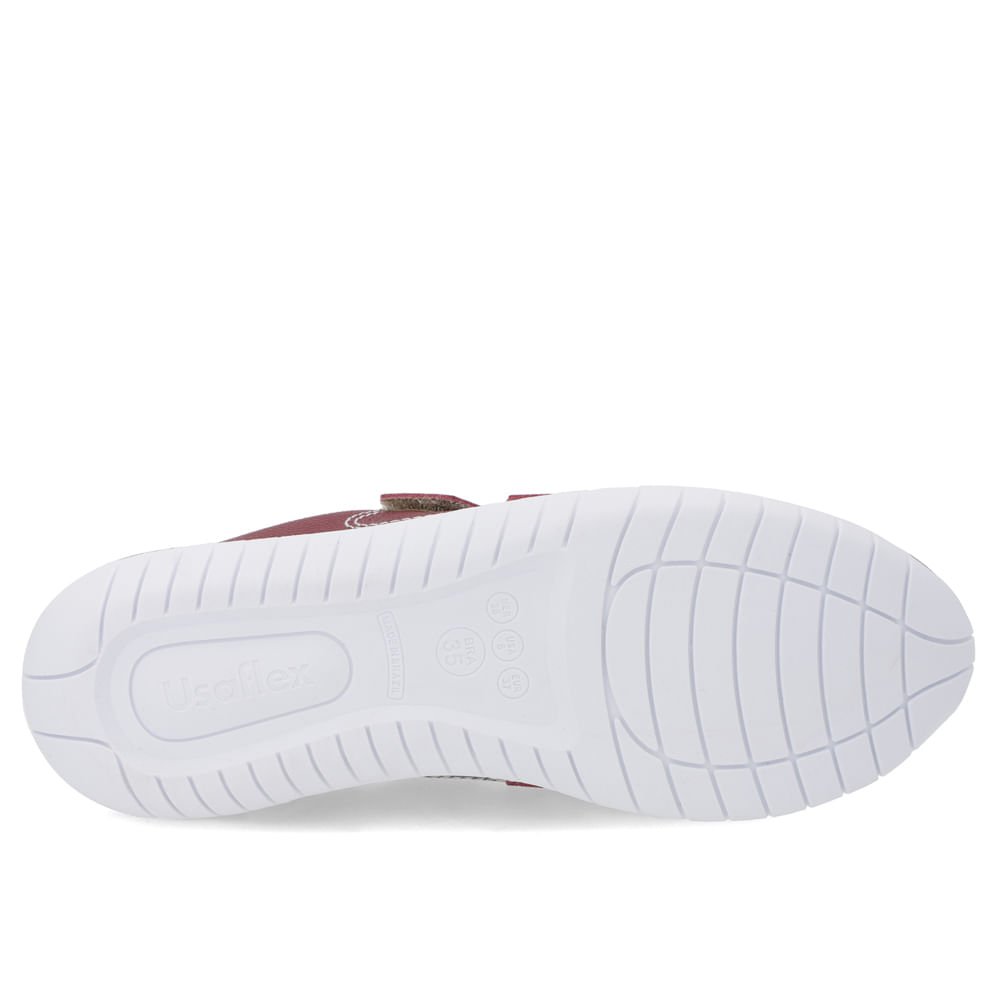 Tênis Fecho-Flex Vermelho Couro Bordô 5
