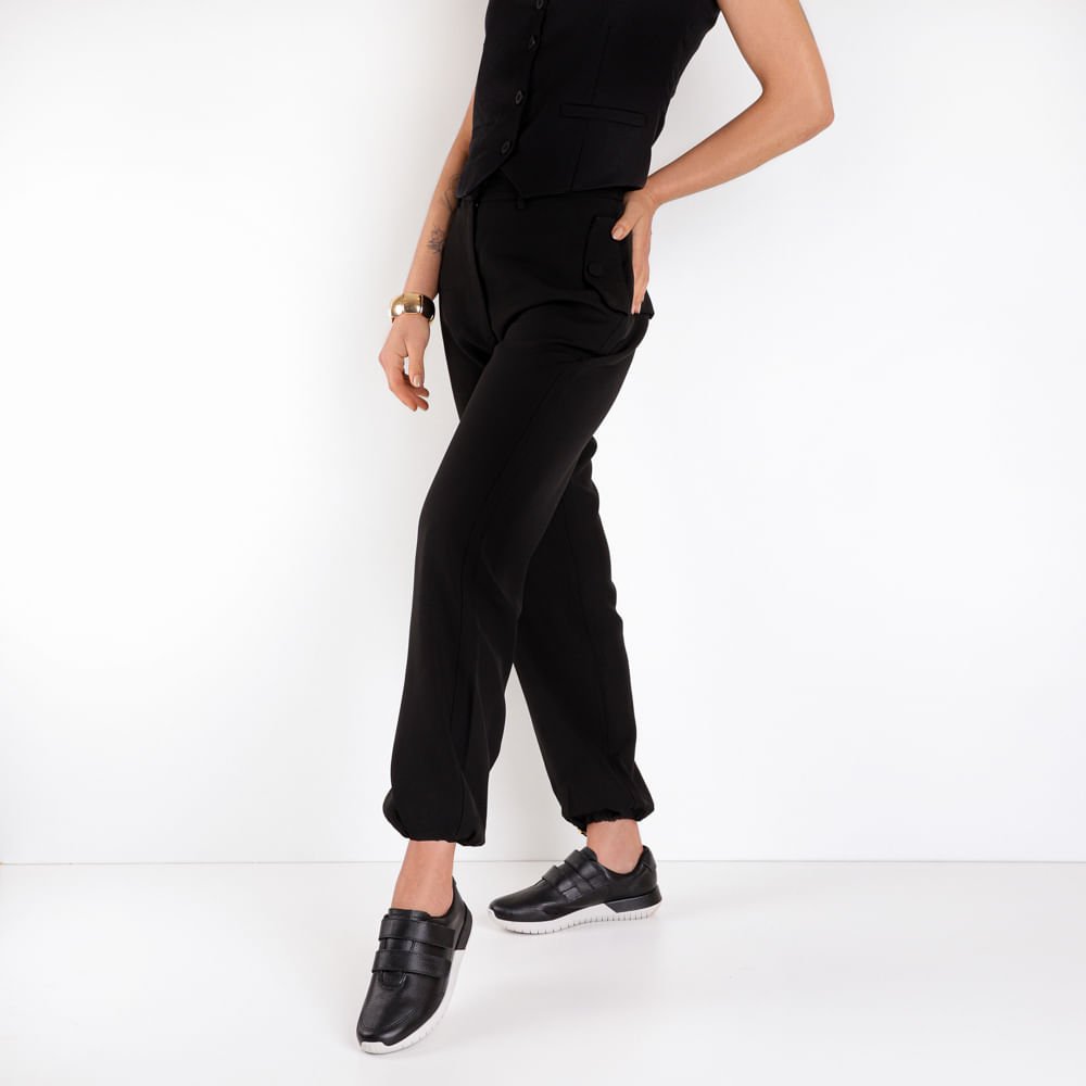 Tênis Fecho-Flex Preto Couro Preto 4