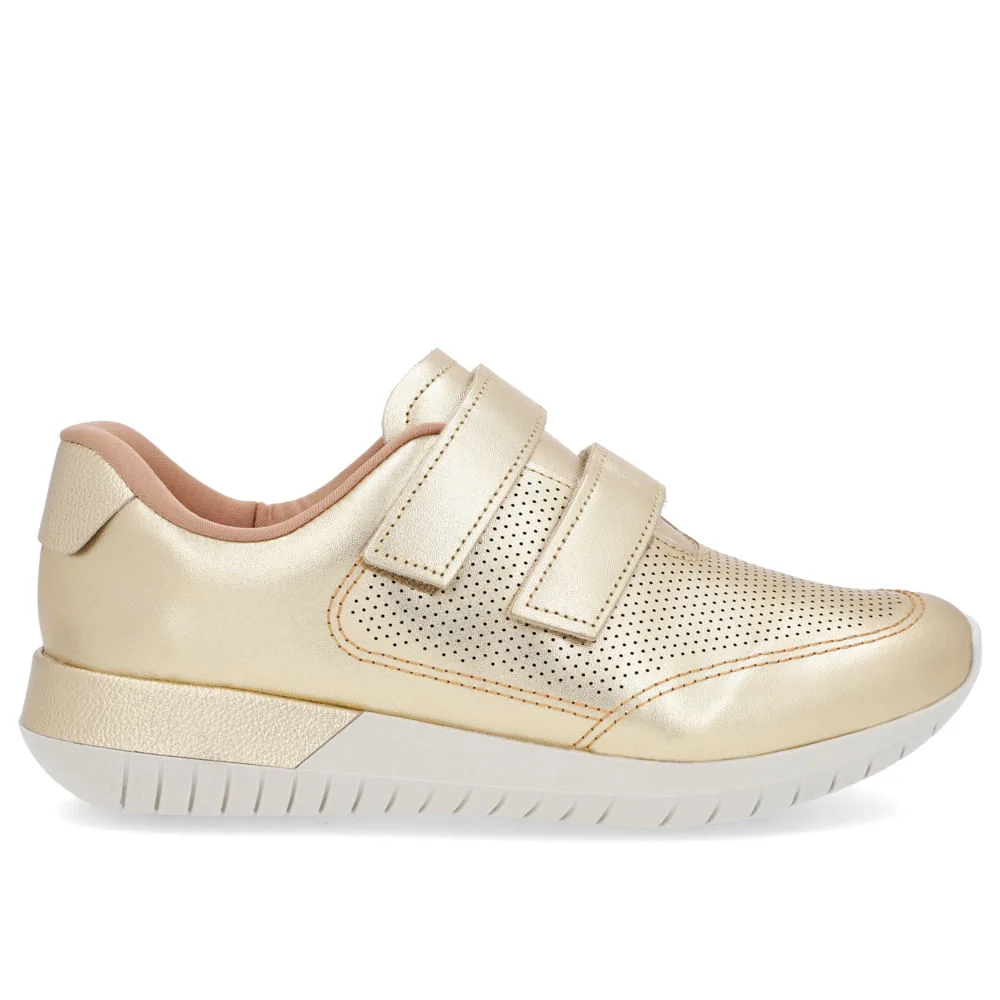 Tênis Fecho-Flex Dourado Couro