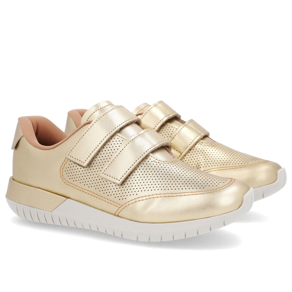 Tênis Fecho-Flex Dourado Couro Dourado 2