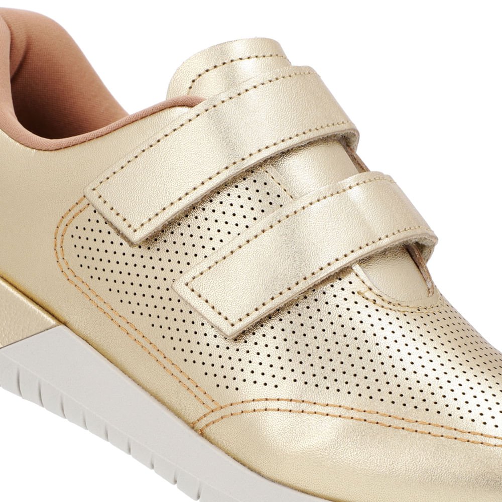 Tênis Fecho-Flex Dourado Couro Dourado 4