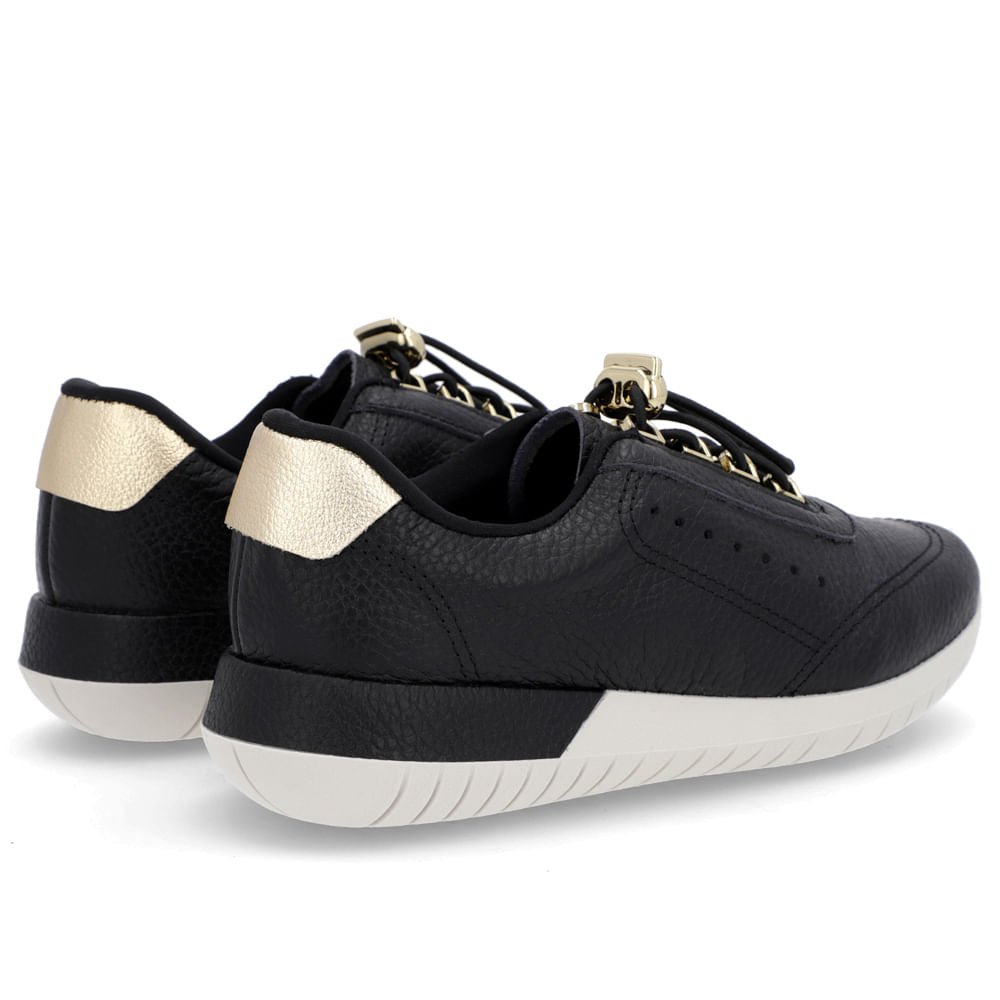 Tênis Couro Preto Fechamento Elástico Preto 3