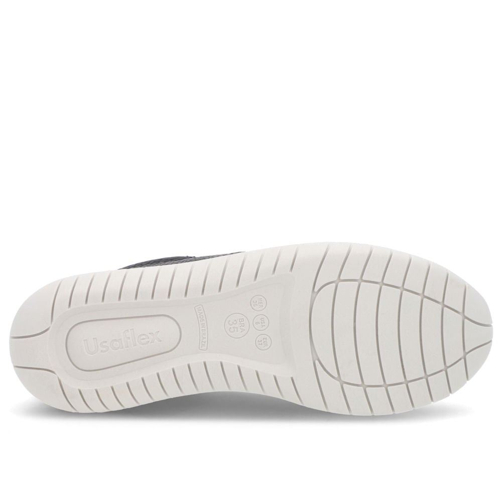 Tênis Couro Preto Fechamento Elástico Preto 5