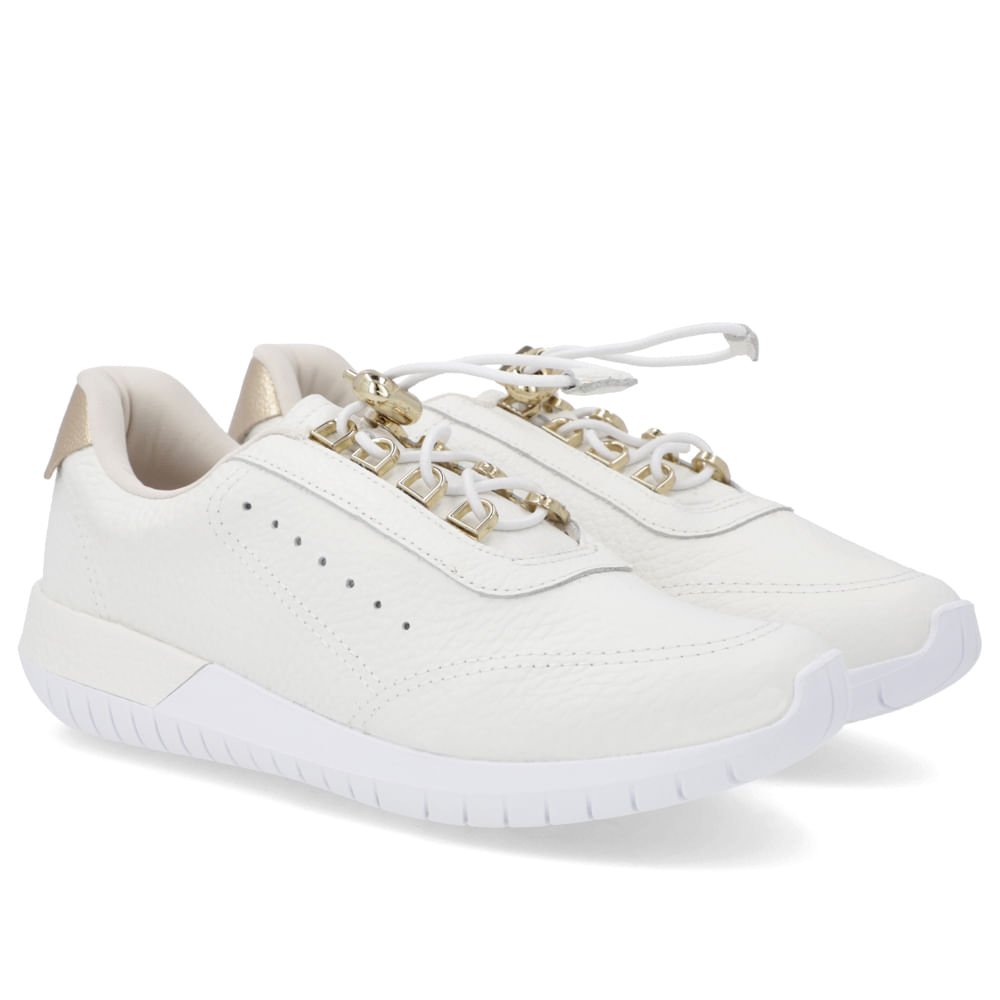 Tênis Couro Branco Fechamento Elástico Branco 2