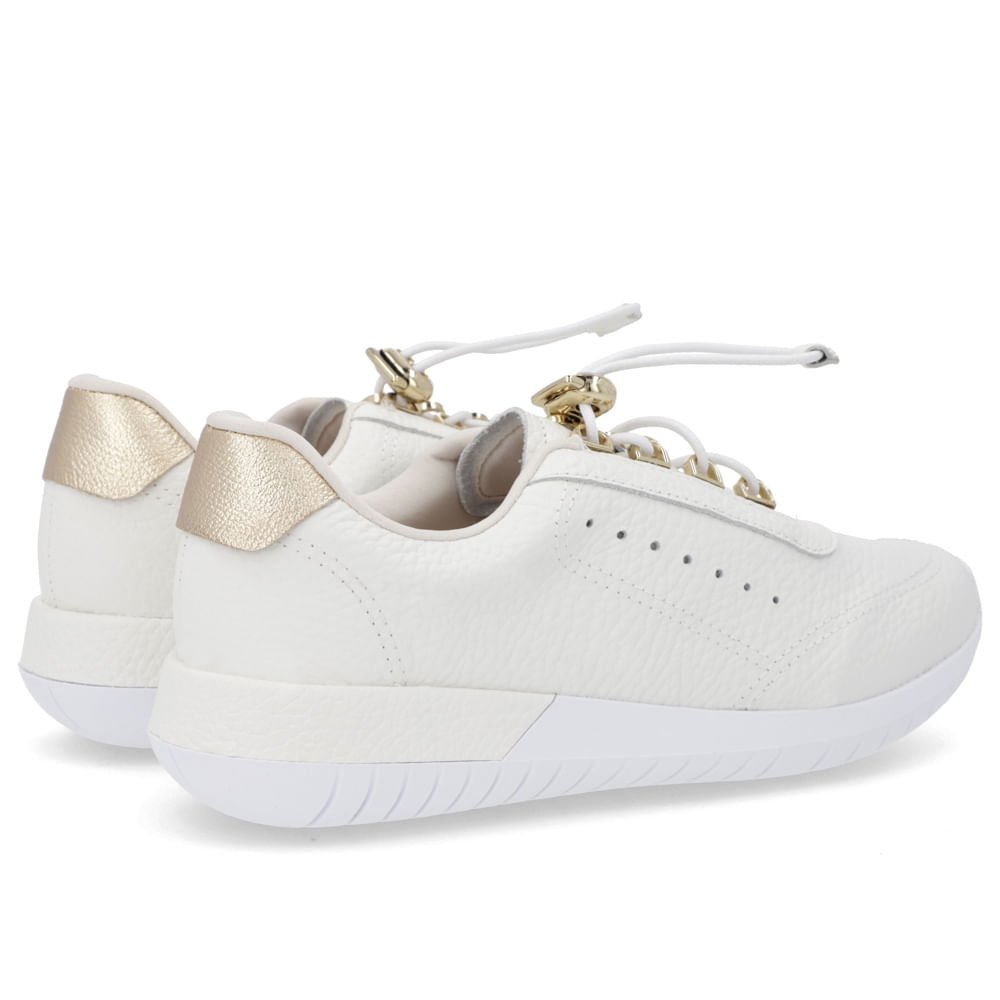 Tênis Couro Branco Fechamento Elástico Branco 3