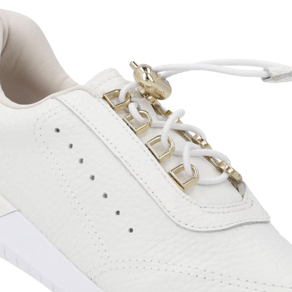Tênis Couro Branco Fechamento Elástico Branco 4