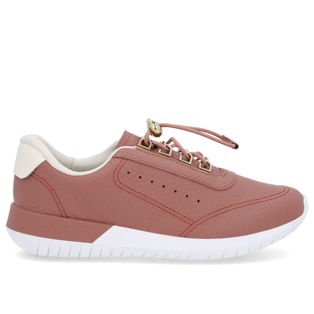 Tênis Couro Rosa Fechamento Elástico