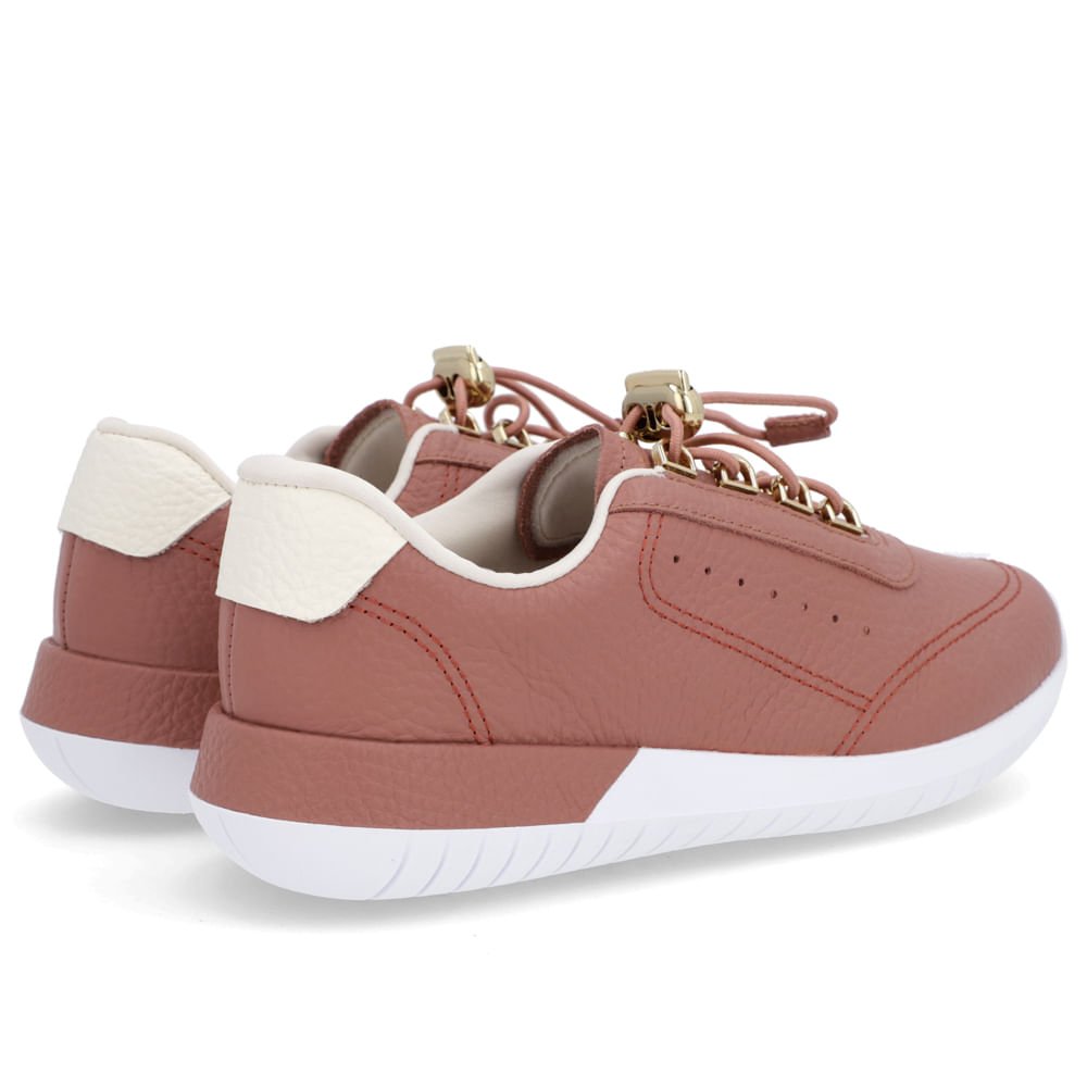 Tênis Couro Rosa Fechamento Elástico Marrom 3
