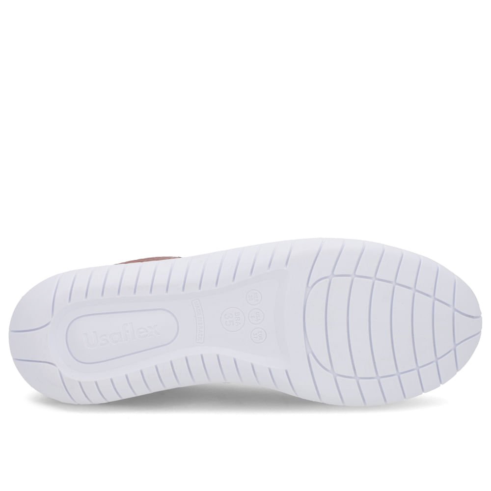 Tênis Couro Rosa Fechamento Elástico Marrom 5