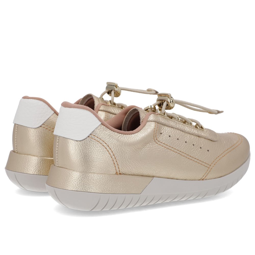 Tênis Couro Dourado Fechamento Elástico Dourado 3
