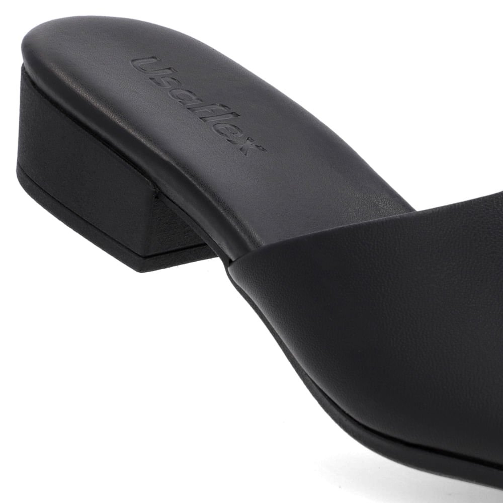 Tamanco Salto Baixo Bloco Couro Preto Preto 4