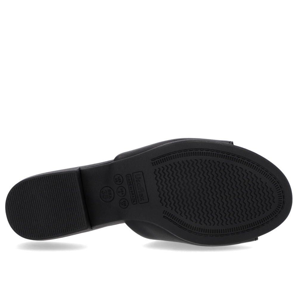 Tamanco Salto Baixo Bloco Couro Preto Preto 5