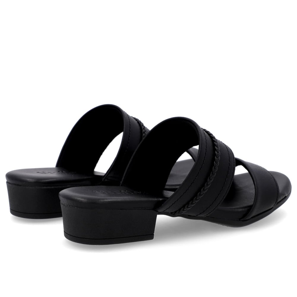 Tamanco Salto Baixo Couro Preto Trança Preto 3