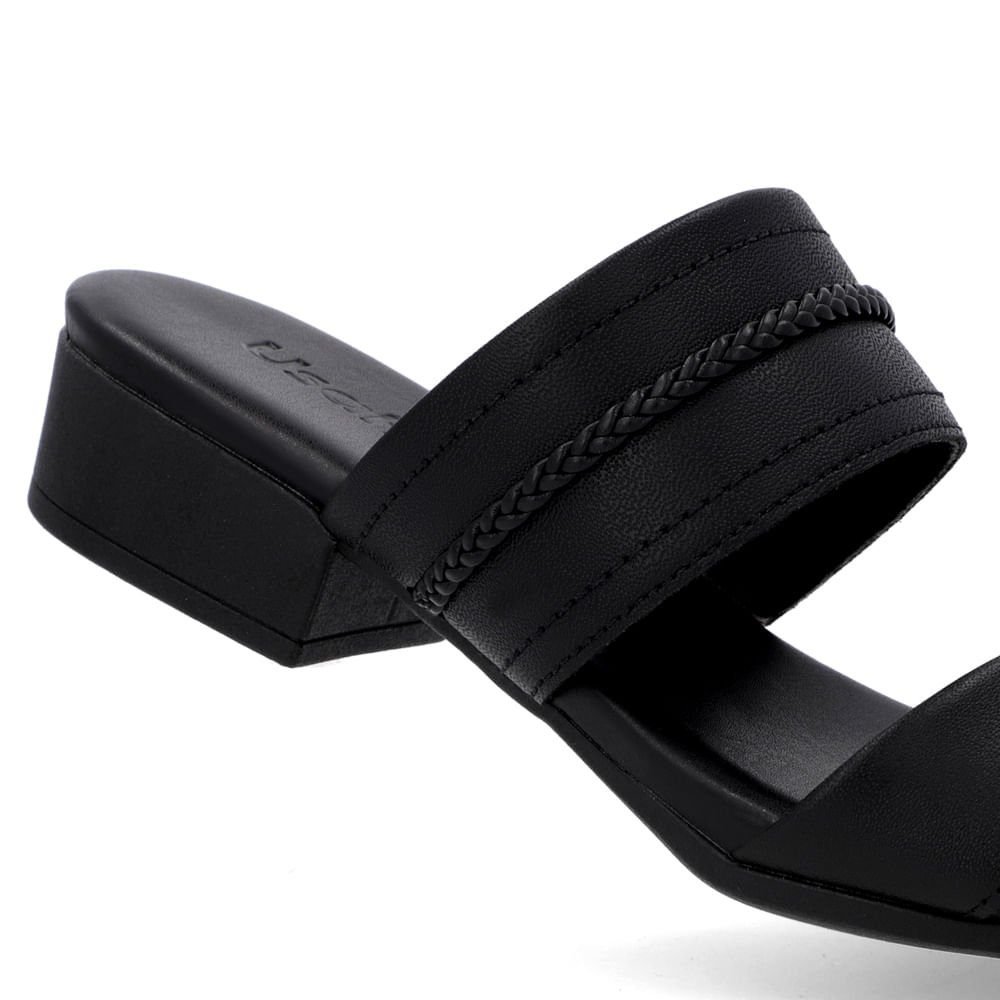 Tamanco Salto Baixo Couro Preto Trança Preto 4